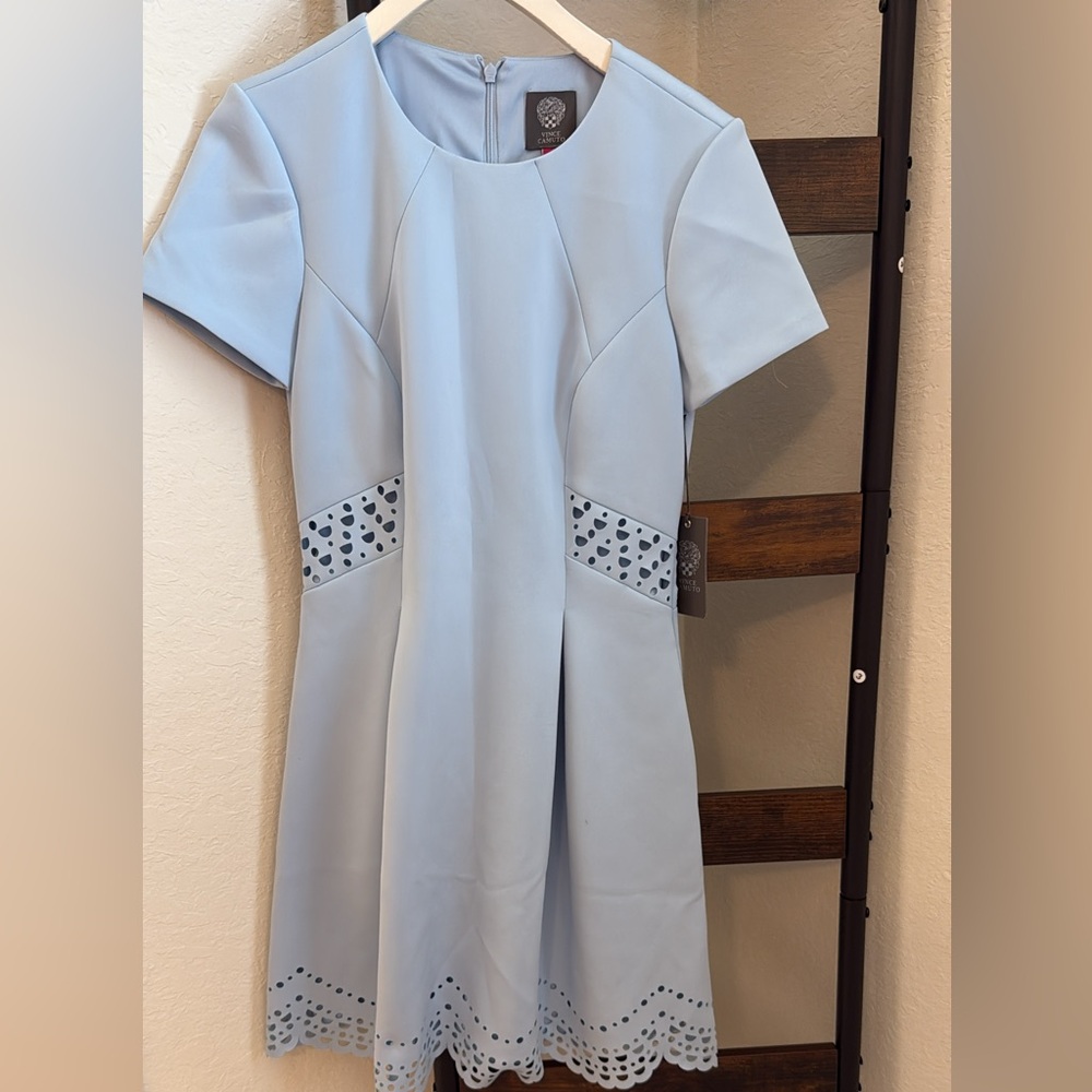 Vince Light Blue Midi Dress with Cutout Details
